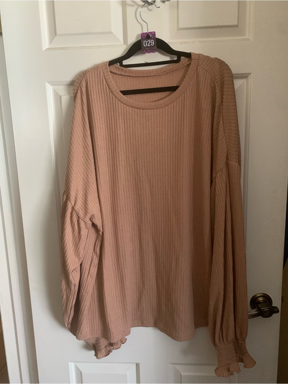 SHEIN Curve Ribbed Tunic Top - Mauve Tan